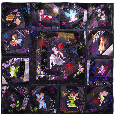 midnight magic quilt with modern fairy machine embroidery